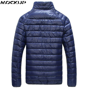 Chaqueta de plumón de pato a prueba de viento para hombre, abrigo ultraligero y portátil, informal, cuello levantado, color blanco, 6XL, Otoño e Invierno - Product Image 5