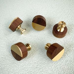 Luxury Brass & Wooden Knob <b>Pull</b> Cabinet Drawer <b>for</b> <b>Home</b> Dresser Door Cabinet Furniture Decorative Kitchen Wardrobe Handle Knobs - Product Image 2