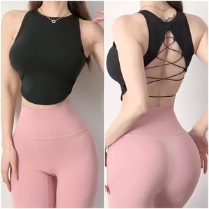 Soutien-gorge de sport de Style Simple pour femmes avec fermeture à glissière avant Push up Yoga haut court solide gilet athlétique Gym Fitness chemise sous-vêtements de sport - Product Image 5