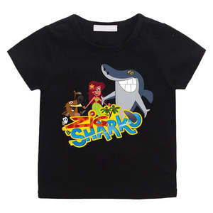 เสื้อยืดเด็ก Zig and Sharko สำหรับเด็กผู้ชาย ผ้าเจอร์ซีย์เนื้อแน่น พิมพ์ลายโลโก้ตัวการ์ตูน มีไซส์พลัสสำหรับเด็ก - Product Image 6