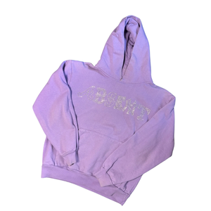 เสื้อฮู้ดโอเวอร์ไซส์สีม่วงมีฮู้ดพิมพ์ลายตัวอักษรพลอยเทียมเสื้อสวมหัวผ้าฝ้ายหนาใส่ได้ทุกเพศเสื้อฮู้ดแฟชั่นฤดูหนาว - Product Image 1