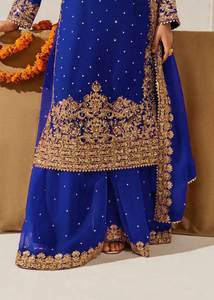 Tendance Salwar moderne en Faux Georgette Duptta's Top et Plazza pour les fêtes Mariages Diwalis Graduations - Product Image 3