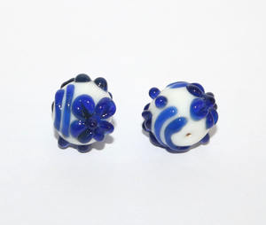 Cuentas de vidrio, materiales artísticos y artesanales, cuentas sueltas en negro, azul y blanco para hacer joyas, collar, pulsera, decoración de pendientes - Product Image 2