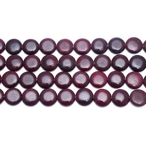 Cuentas de Ónix Redondas Planas Color Granate de 16 mm, Corte Liso para Hacer Collares - Product Image 2