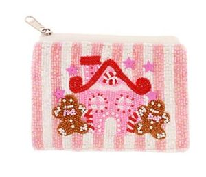 Designer Handwork Broderie Perlée Gingerbread House Design Coin Pouch Stylish Fancy Luxury Unique & Premium Trendy For Girl - Product Image 1