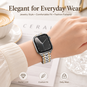 Cinturino per <span class=keywords><strong>Smartwatch</strong></span> in Acciaio Inossidabile con Incastonatura a Mano, <span class=keywords><strong>Bracciale</strong></span> Gioiello Dorato per Donne, Etichetta Privata Personalizzata, Fornitore OEM - Product Image 2