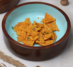 AK Brass Handmade Round Wooden Serving Bowl In <b>Walnut</b> Color Large Capacity Bowl For Kitchenware Item / Table Decor - Product Image 1