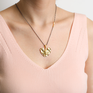 Colgante Vintage con Diseño de Corazón, Chapado en Oro de 22K, Joyería Turca Hecha a Mano, Plata de Ley 925, Venta al Por Mayor - Product Image 3