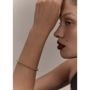 <strong>Matis</strong> Rolo Link Chain Bracelet in 14K Gold Diamond Pearl White Rose Vintage Classic Style Religious Religious for Party Gift - Product Image 6