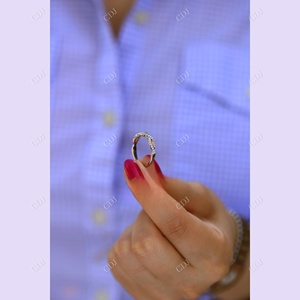 แหวนเพชรสำหรับงานแต่งงานของผู้หญิง14K ทองคำขาวที่ได้รับการรับรองจาก VVS แหวนแต่งงานนิรันดร์แบบบิดเกลียวได้ - Product Image 4