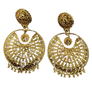 ชุดต่างหูหินที่ออกแบบอย่างหรูหราต่างหูสไตล์ Jhumka ชุบทอง22CT สำหรับผู้หญิง - Product Image 2