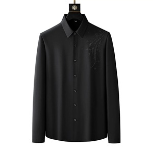 2025 chemises décontractées de marque de luxe haut de gamme pour hommes 100% coton sans repassage Anti-rides vêtement teint écologique respirant - Product Image 3