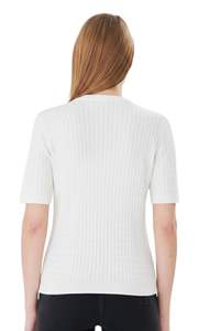 เสื้อคาร์ดิแกนแขนสั้นผู้หญิง ดีไซน์หรูหรา สวมใส่สบาย ระบายอากาศได้ดี ผ้าถักลายริบ ทรงเข้ารูป ติดกระดุม  เสื้อถักสำหรับฤดูร้อน  ทันสมัยสำหรับสุภาพสตรี - Product Image 3