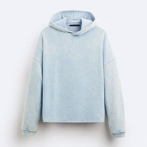 Sweat à capuche oversize pour homme en molleton 100% coton, respirant, avec lavage vintage personnalisé, épaules tombantes et ourlet brut, style streetwear, offre ODM pour l'hiver - Product Image 2