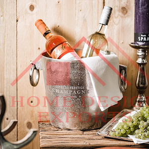 Seau à vin en argent fini, design moderne, qualité supérieure, seau à glace avec poignée, refroidisseur de bouteilles de champagne et de vin - Product Image 5