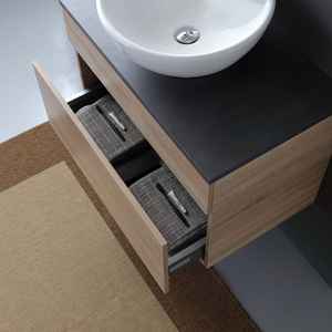 Mueble de Baño Suspendido de 80 cm con Encimera de Madera Antracita, Juego Complementario para Lavabo de Encimera Shanghai - Product Image 4