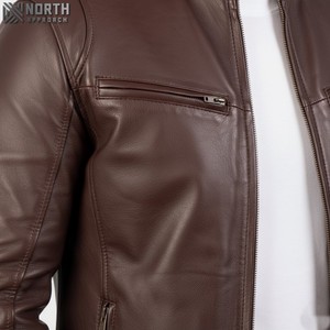 Nouvelle arrivée coupe-vent en peau de mouton véritable personnalisé en cuir de meilleure qualité, veste en cuir véritable de motard du Pakistan pour hommes support brut - Product Image 5
