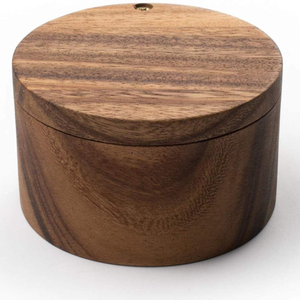 Boîte à sel en bois SANIYA HANDICRAFT avec cuillère - Organisateur d'épices en bois naturel écologique, compatible lave-vaisselle, élégant et compact pour la cuisine - Product Image 3