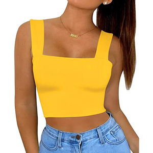 Top corto de algodón blanco de alta calidad para mujer, camiseta sin mangas de punto acanalado de marca personalizada, estilo Sexy, ropa de longitud corta transpirable - Product Image 6