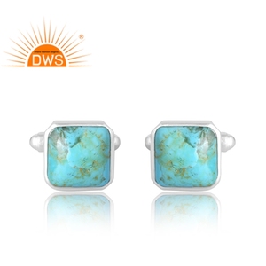 Hot Selling 925 Sterling Silver Natural King <b>man</b> Turquoise Gemstone Ear Cuff <b>Earring</b> Custom Jewelry Manufacturer - Product Image 1