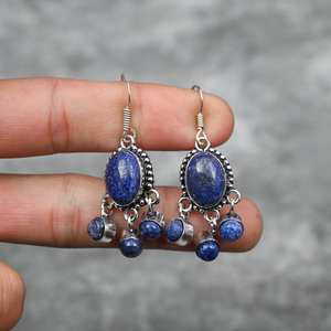 Lapis Lazuli Earrings 925 Sterling Silver Handmade Gemstone Earrings Jewelry Gift For Her Women Luxury Fashion - Product Image 1