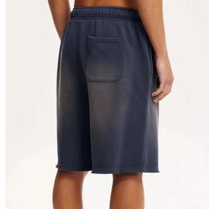 Short pour homme personnalisé délavé à l'acide Short vintage en coton épais imprimé en détresse avec strass Styles 100% polaire en coton avec cordon de serrage - Product Image 2