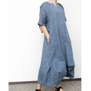 Service OEM Robe Maxi ample en lin avec manches courtes et poches - Product Image 1