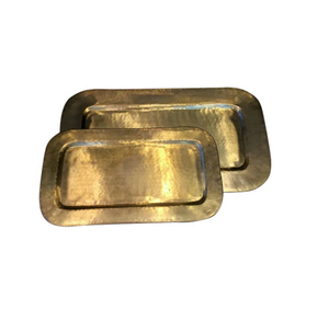 Plateau de service de cuisine en laiton durable plateau de rangement de bijoux avec poignée en métal doré plateau de service en forme de rectangle - Product Image 2