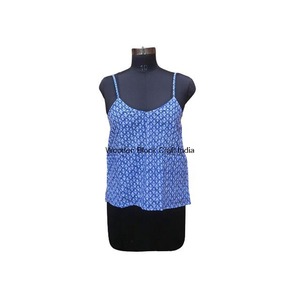 เสื้อคอวีสำหรับใส่กับกางเกงยีนส์/กระโปรง ผ้าฝ้าย 100% คุณภาพสูง น้ำหนักเบา สไตล์วินเทจ ลายดอกไม้ สายเดี่ยวสำหรับผู้หญิง - Product Image 6