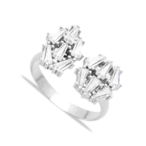 Baguette forma brillante CZ piedra diseño geométrico turco venta al por mayor hecho a mano ajustable 925 anillo de plata esterlina joyería fina - Product Image 1