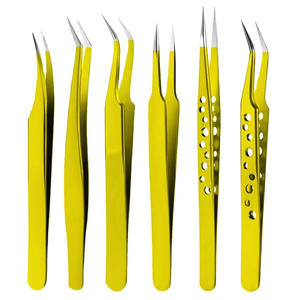 Pince à épiler professionnelle en acier inoxydable de haute qualité pointes de fibres multicolores pour applicateur de beauté d'extension de cils Volume - Product Image 4