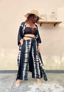 Atractivo vestido Kimono Tie Dye para mujer Casual largo hasta el suelo cubierta con dos piezas de manga larga tejido pijama ecológico - Product Image 6