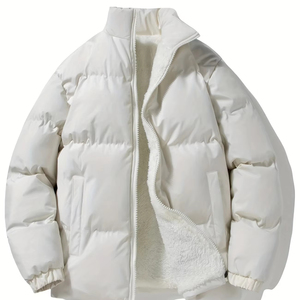 เสื้อแจ็คเก็ตบอมเบอร์บุนวมสำหรับผู้ชายเสื้อโค้ทขนสัตว์สีขาวกันน้ำดีไซน์ใหม่สำหรับฤดูหนาว - Product Image 1