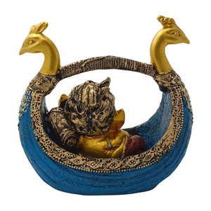 Statue en résine Ganesh Ji, faite à la main, peinte à la main, décoration religieuse traditionnelle pour la maison, décoration de mariage, modèle assis sur un canard, cadeau - Product Image 3