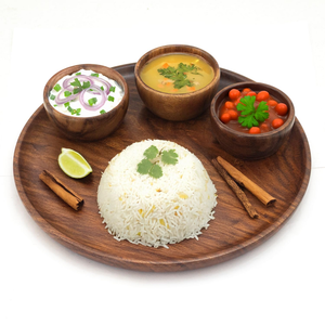 Ensemble d'assiettes et de bols en bois naturel parfait pour servir les repas comprend une assiette de dix pouces des bols de trois pouces du fournisseur indien - Product Image 1