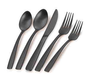 Cubiertos de cuchillo y tenedor de bambú clásico occidental personalizados, juego de cubiertos de acero inoxidable para bodas, hoteles y campamentos - Product Image 1