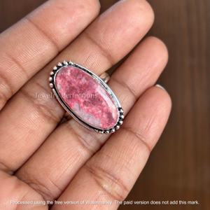 Bagues en argent plaqué 925 avec pierre précieuse Thulite, bijoux tendance bohèmes faits à la main pour femmes, pour fiançailles et mariage, vente en gros - Product Image 4