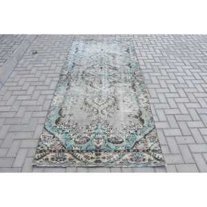 Tapis turc vintage authentique 42X94 pieds bleu beige patchwork design grande surface en laine tissée à plat décorations de salon en latex - Product Image 1