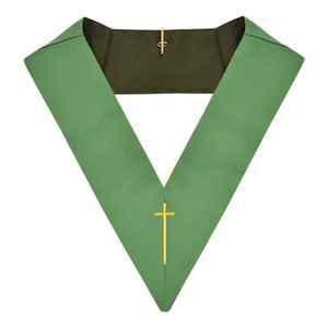 Accessoire Franc-Maçon Personnalisable : Patch Croisé Brodé en Dentelle Écologique Vert Col V avec Épingle de Sûreté pour Sacs - Product Image 1