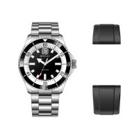 Montre Ronda 763 en acier inoxydable à quartz, verre saphir, cadran à aiguilles, étanche 10 ATM, boîtier de 42 mm, fermoir caché à bouton-poussoir