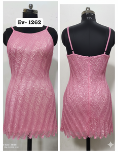 Blue Mini Dress Beautiful Beading V-Neck Natural Waistline Spaghetti Strap <b>Pattern</b> Short Club Dress for Parties - Product Image 2