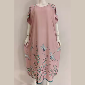 Robe caftan à taille élastique de haute qualité Style modeste doux et confortable avec motif attrayant Prix économique pour se détendre - Product Image 1