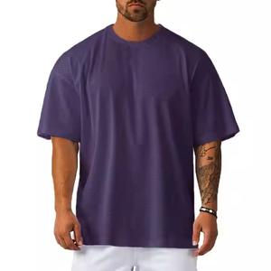 T-shirt uni en tissu maillé personnalisé pour hommes sans couture 100% Polyester col rond épaule tombante maillot de corps en maille T-shirt pour hommes vêtements de sport - Product Image 3