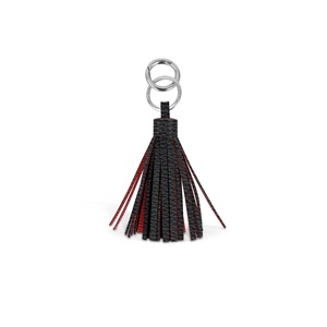 Llavero con borla Negro Rojo Cuero granulado Llavero de cuero de grano completo Cuero genuino de lujo - Product Image 4