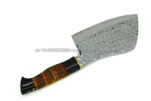 Cuchillo de cocina de Damasco hecho a mano, cuchillo de Chef hecho a medida con cubierta de cuero, hoja fija, cuchillos de cocina personalizados - Product Image 4