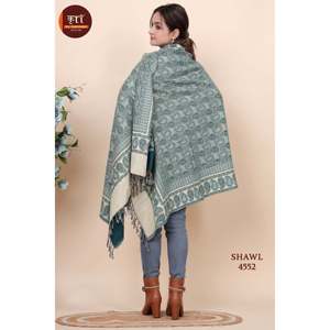 Women's Indian Ethnic Polywool <b>Shawl</b> Green Soft Warming Lightweight Luxurious for Winter Casual Festive Formal Occasions - Product Image 2