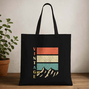 Vintage 12oz Cotton Tote <b>Bag</b> <b>Medium</b> Size Eco-Friendly and Recyclable with Long Handle for Daily Use Food and Advertising - Product Image 1