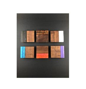 Posavasos de piedra de madera y resina epoxi hecho a mano para restaurantes de agua y color azul cielo - Product Image 3