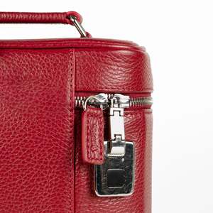 Handee <b>Red</b> Leather <b>Clutch</b> with Textured Pattern Zip Closure Removable Divider Multi-Functional for Travel Adults - Product Image 4