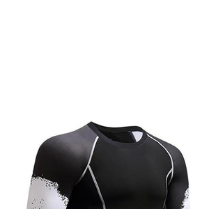 Rashguard de sport pour homme à double panneau, manches longues, logo personnalisé, imprimé, compression, surf, t-shirt de sport pour homme - Product Image 5